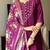 Burgundy rayon heavy thread embroidery work with printed dupatta kurta pant set