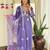 Lavender vichitra silk heavy thread embroidery work kurta pant set