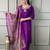 Purple rayon slub heavy thread embroidery work with printed dupatta kurta pant set
