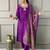 Purple rayon slub heavy thread embroidery work with printed dupatta kurta pant set