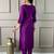 Purple rayon slub heavy thread embroidery work with printed dupatta kurta pant set