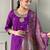 Purple rayon slub heavy thread embroidery work with printed dupatta kurta pant set