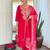 Rani pink roman silk heavy thread embroidery sequins work with jacquard dupatta kurta pant set