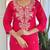 Rani pink roman silk heavy thread embroidery sequins work with jacquard dupatta kurta pant set