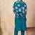Teal silk blend heavy thread embroidery work with printed dupatta kurta pant set