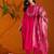 Rani pink silk blend heavy thread embroidery work with printed dupatta kurta pant set
