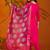 Rani pink silk blend heavy thread embroidery work with printed dupatta kurta pant set