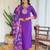 Violet roman silk heavy thread embroidery work with printed dupatta kurta pant set