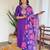 Violet roman silk heavy thread embroidery work with printed dupatta kurta pant set