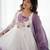Elegant violet organza silk anarkali with floral jari work & dupatta set