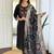 Black roman silk heavy thread embroidery sequins work with jacquard dupatta kurta pant set