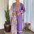Lavender rayon slub heavy thread embroidery work with printed dupatta kurta pant set