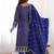 Blue pure chinon heavy thread embroidery work kurta pant set