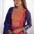 Blue pure chinon heavy thread embroidery work kurta pant set