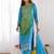 Green & aqua blue pure chinon heavy thread embroidery work kurta pant set