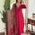 Dark pink pure viscose rayon heavy thread embroidery work with printed dupatta kurta pant set