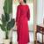 Dark pink pure viscose rayon heavy thread embroidery work with printed dupatta kurta pant set