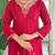 Dark pink pure viscose rayon heavy thread embroidery work with printed dupatta kurta pant set
