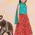 Green-red embroidered cotton choli & lehenga set for girls
