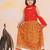 Red-mustard embroidered cotton choli & lehenga set for girls