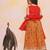 Red-mustard embroidered cotton choli & lehenga set for girls