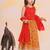 Red-mustard embroidered cotton choli & lehenga set for girls