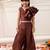 Brown solid gold silk top with palazzo set for girls