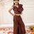 Brown solid gold silk top with palazzo set for girls
