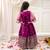 Purple embroidered jacquard silk gown pattu for girls