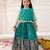 Green embroidered jacquard silk gown pattu for girls