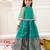 Green embroidered jacquard silk gown pattu for girls