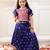 Navy woven jacquard silk lehenga choli set for girls