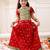 Red woven jacquard silk lehenga choli set for girls