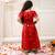 Red woven jacquard silk lehenga choli set for girls