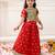Red woven jacquard silk lehenga choli set for girls