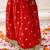 Red woven jacquard silk lehenga choli set for girls