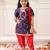 Navy woven jacquard silk kurti dhoti with dupatta set for girls