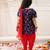 Navy woven jacquard silk kurti dhoti with dupatta set for girls