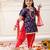 Navy woven jacquard silk kurti dhoti with dupatta set for girls