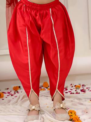 Navy woven jacquard silk kurti dhoti with dupatta set for girls 5