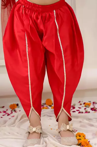 Navy woven jacquard silk kurti dhoti with dupatta set for girls