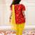Red woven jacquard silk kurti dhoti with dupatta set for girls