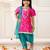 Pink woven jacquard silk kurti dhoti with dupatta set for girls