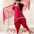Pink embroidered silk kurti dhoti with dupatta set for girls