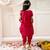Pink embroidered silk kurti dhoti with dupatta set for girls