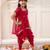Pink embroidered silk kurti dhoti with dupatta set for girls