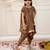 Brown embroidered silk kurti dhoti with dupatta set for girls