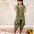 Green embroidered silk kurti dhoti with dupatta set for girls