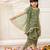 Green embroidered silk kurti dhoti with dupatta set for girls