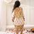 Yellow printed cotton kurti dhoti with jacket set for girls